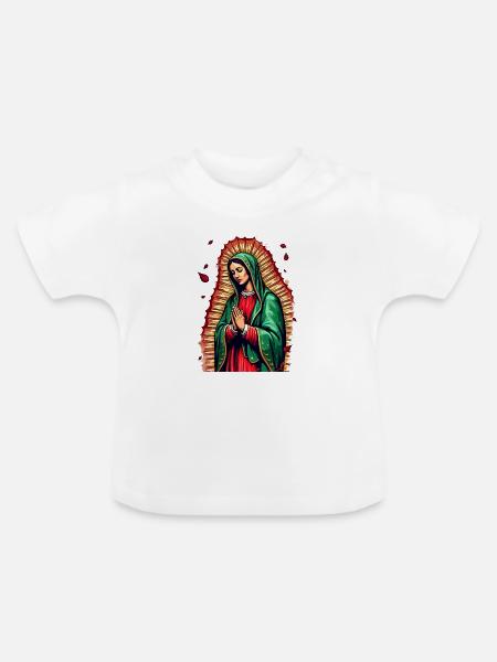 Maria Ikone mit Grußgebet - Baby Bio-T-Shirt mit Rundhals - Weiß