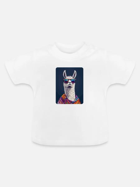 Lama - Baby Bio-T-Shirt mit Rundhals - Weiß