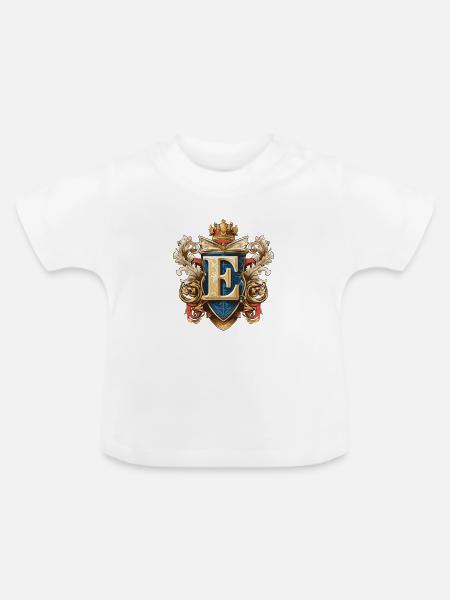E Buchstabe Name Krone - Baby Bio-T-Shirt mit Rundhals - Weiß