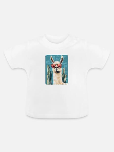 Lama - Baby Bio-T-Shirt mit Rundhals - Weiß