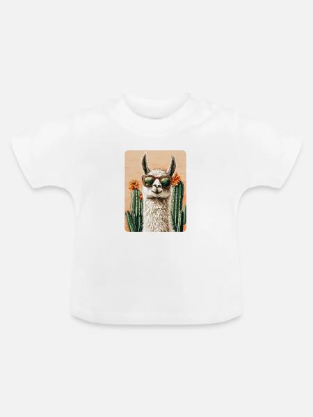 Lama - Baby Bio-T-Shirt mit Rundhals - Weiß