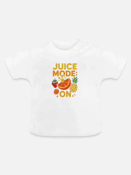 Juice Mode: ON – Fruchtiges Sommermotiv - Baby Bio-T-Shirt mit Rundhals - Weiß