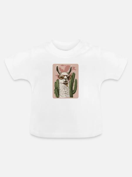 Lama - Baby Bio-T-Shirt mit Rundhals - Weiß