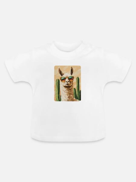 Lama - Baby Bio-T-Shirt mit Rundhals - Weiß