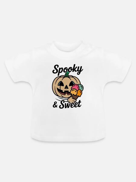 Kürbis mit Eiscreme Cartoon - Baby Bio-T-Shirt mit Rundhals - Weiß