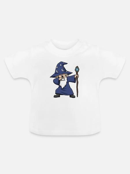 Dabbing Wizard – Lustiger Zauberer Design - Baby Bio-T-Shirt mit Rundhals - Weiß