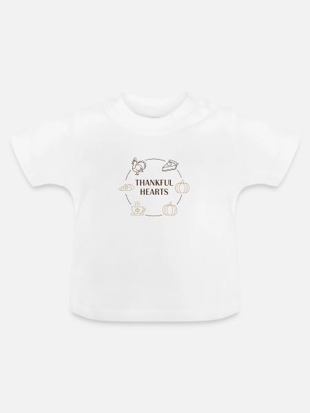 Dankbare Herzen Thanksgiving Kreis - Baby Bio-T-Shirt mit Rundhals - Weiß