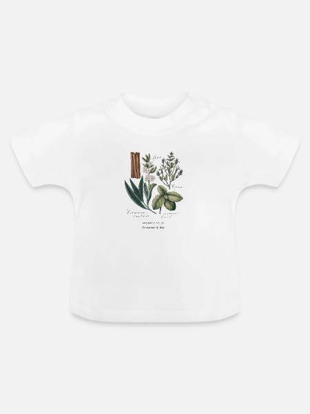 Botanische Kunst - Zimt & Basilikum - Baby Bio-T-Shirt mit Rundhals - Weiß