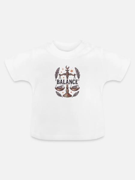 Sternzeichen Waage - Baby Bio-T-Shirt mit Rundhals - Weiß