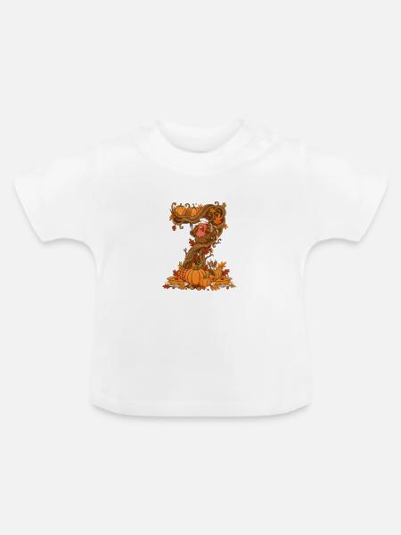 Herbsternte Truthahn auf gedrehtem Baum - Baby Bio-T-Shirt mit Rundhals - Weiß