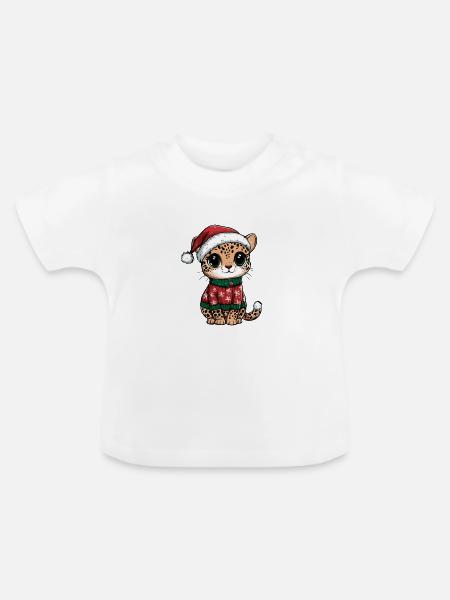 Leopard Weihnachten - Baby Bio-T-Shirt mit Rundhals - Weiß