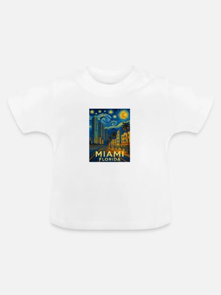 Miami Florida - Baby Bio-T-Shirt mit Rundhals - Weiß