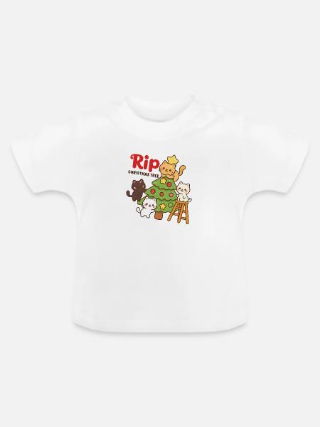 RIP Weihnachtsbaum Katzen, Kätzchen - Baby Bio-T-Shirt mit Rundhals - Weiß