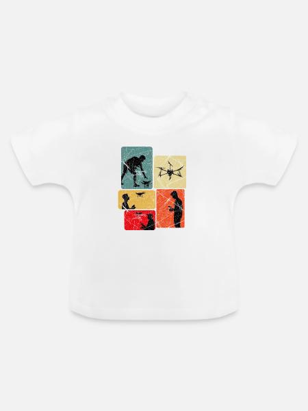 Drohnenpilot Panels Kunst - Baby Bio-T-Shirt mit Rundhals - Weiß