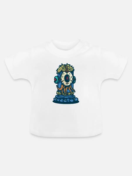 Wasser-Omega-Monster - Baby Bio-T-Shirt mit Rundhals - Weiß