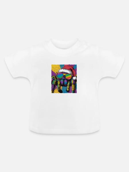 Tarantula Weihnachten Porträt - Baby Bio-T-Shirt mit Rundhals - Weiß