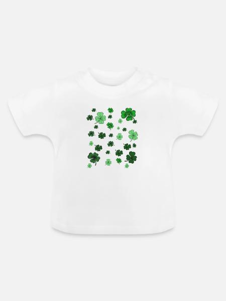 Kleeblatt Funkeln Muster - Baby Bio-T-Shirt mit Rundhals - Weiß