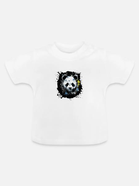 Panda Tinten-Splatter Kunst - Baby Bio-T-Shirt mit Rundhals - Weiß