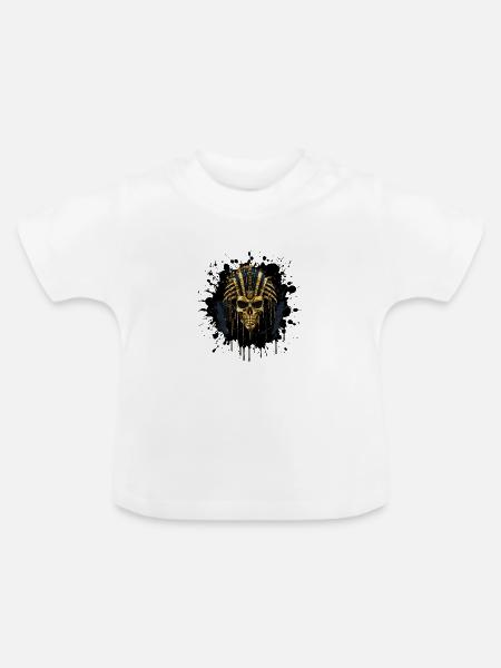 Goldener Schädel Pharao - Baby Bio-T-Shirt mit Rundhals - Weiß