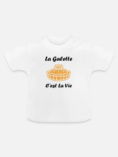 Humor galette des rois - Baby Bio-T-Shirt mit Rundhals - Weiß