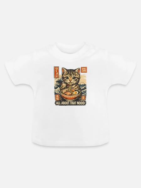 Cat Ramen - Baby Bio-T-Shirt mit Rundhals - Weiß