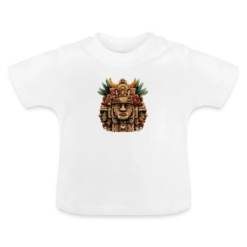 Masque totem aztèque - T-shirt bio col rond Bébé - blanc - Devant