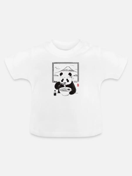 Ramen Panda - Baby Bio-T-Shirt mit Rundhals - Weiß