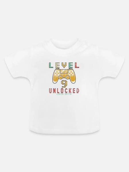 Level 9 freigeschaltet - Baby Bio-T-Shirt mit Rundhals - Weiß