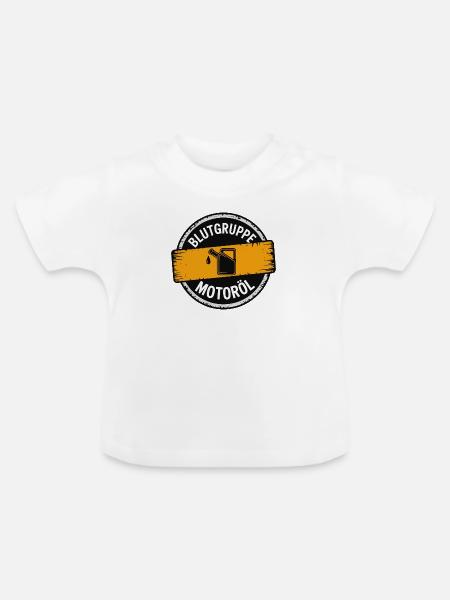 Blutgruppe Motoröl Schrauber Design - Baby Bio-T-Shirt mit Rundhals - Weiß
