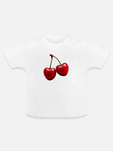 KIRSCHEN - Baby Bio-T-Shirt mit Rundhals - Weiß