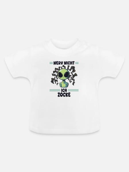 alien gaming zocken - Baby Bio-T-Shirt mit Rundhals - Weiß