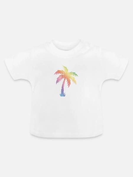 Palme Bunt - Baby Bio-T-Shirt mit Rundhals - Weiß