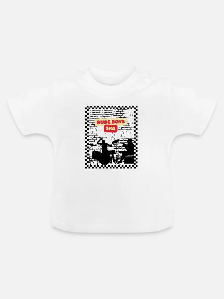 Rude Boys Ska Logo Tee - Baby Bio-T-Shirt mit Rundhals - Weiß