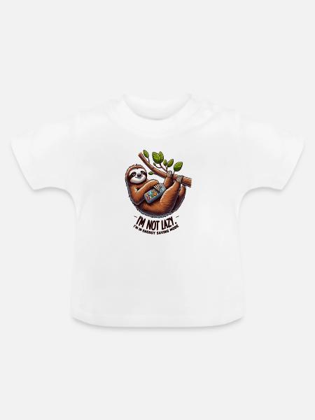 Ich bin nicht faul – Energiesparmodus - Baby Bio-T-Shirt mit Rundhals - Weiß