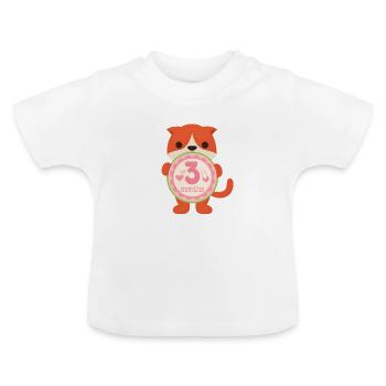 3 Monate Baby Katze Meilenstein Motiv - Baby Bio-T-Shirt mit Rundhals - Weiß - Vorne
