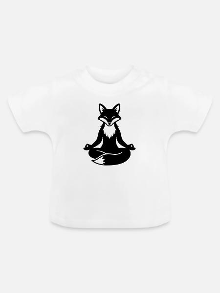 Meditierender Fuchs Zen - Baby Bio-T-Shirt mit Rundhals - Weiß
