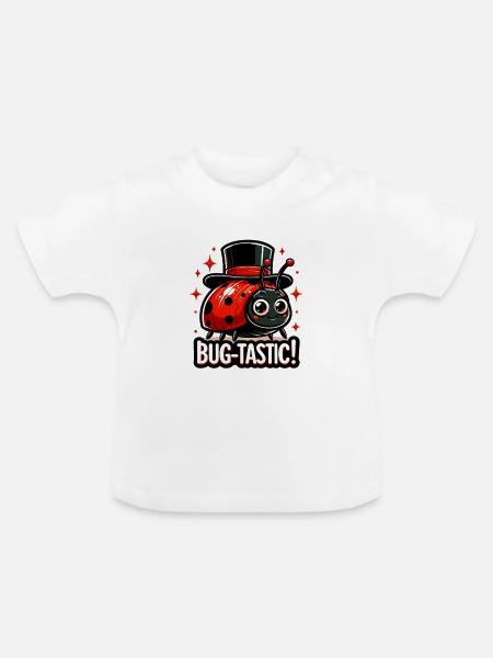 Bug-Tastic: Ladybug Zauberhut - Baby Bio-T-Shirt mit Rundhals - Weiß