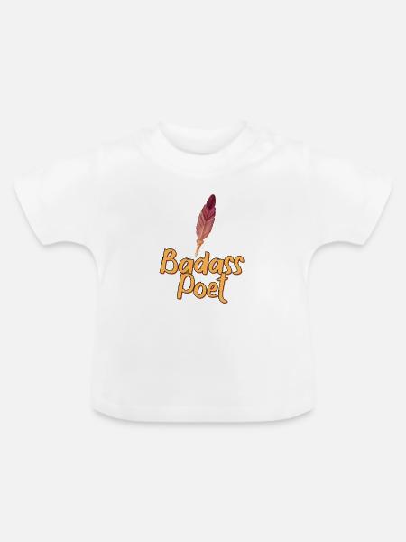 Cooler Dichter mit Federfeder - Baby Bio-T-Shirt mit Rundhals - Weiß