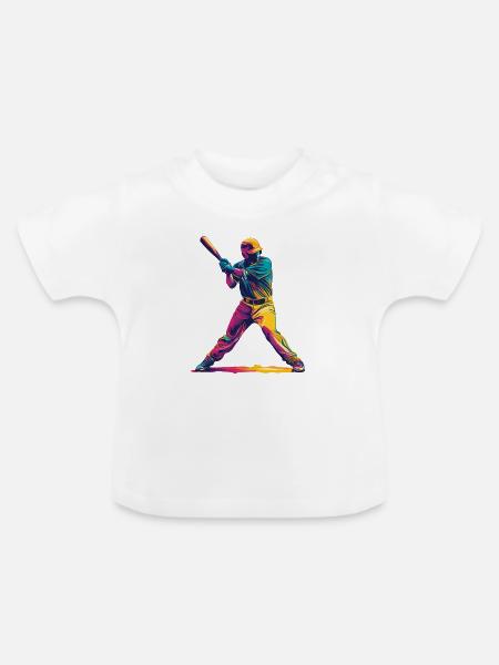 Farbexplosion Baseballschläger - Baby Bio-T-Shirt mit Rundhals - Weiß