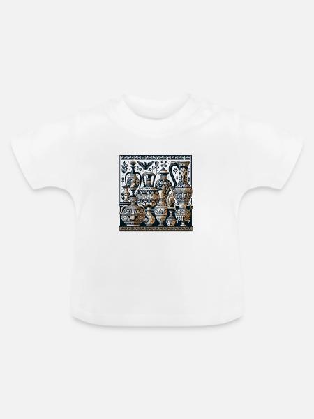 Antike Vasenornamente Griechische Muster - Baby Bio-T-Shirt mit Rundhals - Weiß