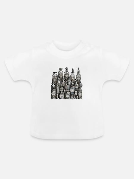 Antike Flaschenkollektion - Baby Bio-T-Shirt mit Rundhals - Weiß