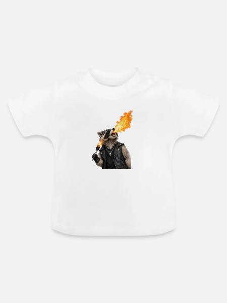 Feuer-Räuber im Lederlook - Baby Bio-T-Shirt mit Rundhals - Weiß