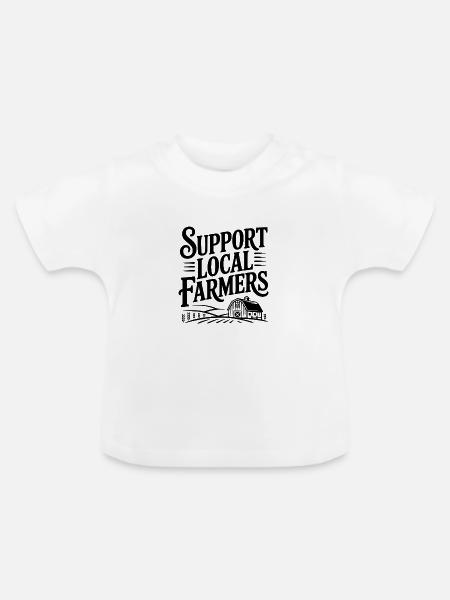 Unterstützen Sie lokale Bauern - Baby Bio-T-Shirt mit Rundhals - Weiß
