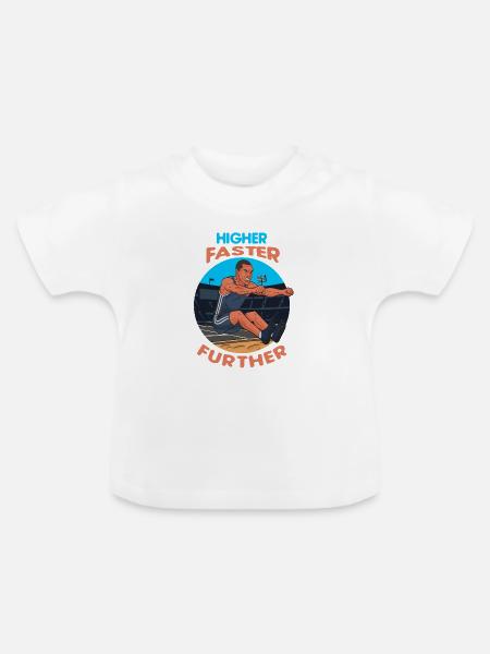 Weitsprung: Higher, Faster, Further - Baby Bio-T-Shirt mit Rundhals - Weiß