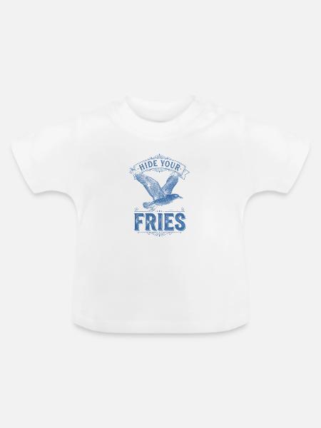 Versteck deine Pommes Vogel - Baby Bio-T-Shirt mit Rundhals - Weiß