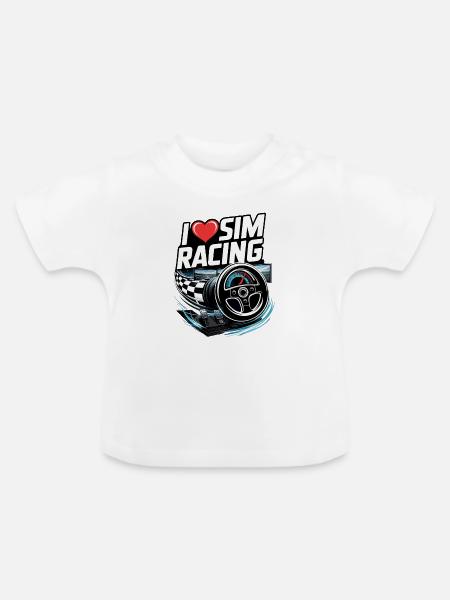 Ich liebe Sim Racing - Baby Bio-T-Shirt mit Rundhals - Weiß