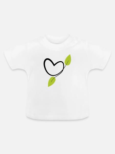 Organisches Chlorophyll-Pflanzenherz - Baby Bio-T-Shirt mit Rundhals - Weiß