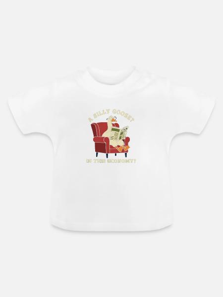 Lustige Gans liest Zeitung Sofa - Baby Bio-T-Shirt mit Rundhals - Weiß