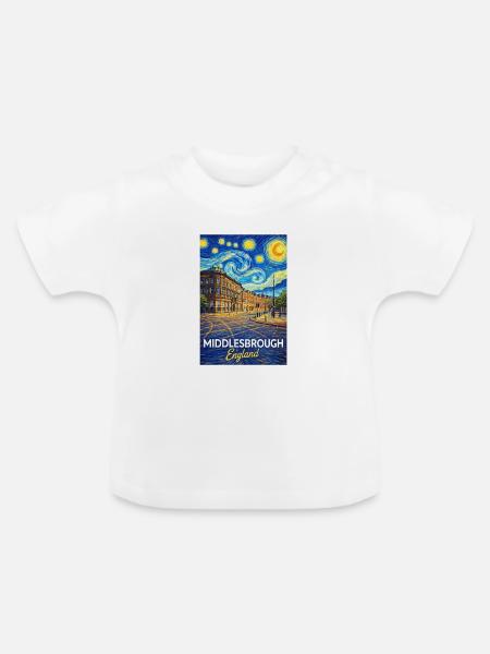 Middlesbrough England Stadtansicht Sternenstil - Baby Bio-T-Shirt mit Rundhals - Weiß