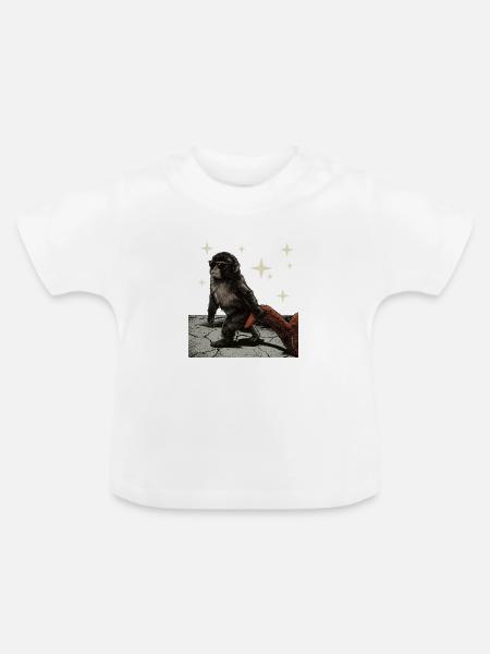 Baby Monkey Punch - Baby Bio-T-Shirt mit Rundhals - Weiß